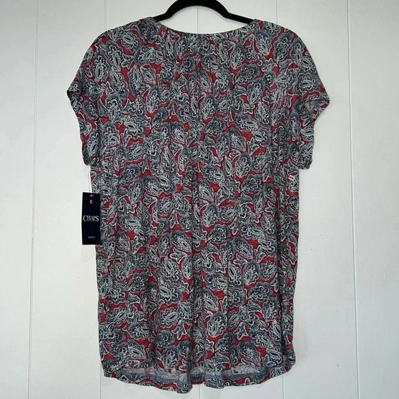 NWT Chaps Dusty Lane Multicolored Paisley Peasant Top Boho Popover U12 - Picture 2 of 6